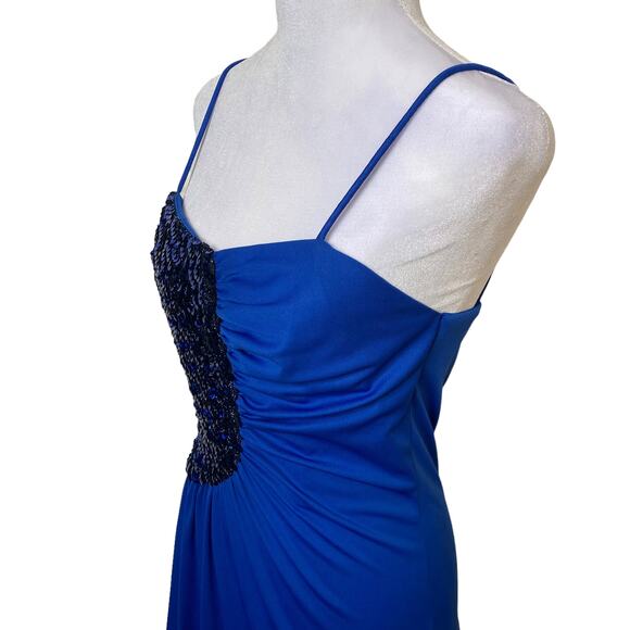 Vintage GlenRob Party Dress Bright Blue Sequin Detail Strappy Womens Size XS - Picture 6 of 10
